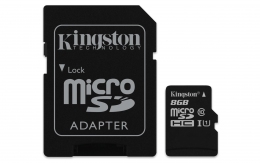 Карта пам'яті Kingston microSD 8GB Class 10 + SD адаптер