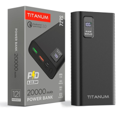 Зовнішній акумулятор TITANUM TPB-727S-B 20000 mAh Black