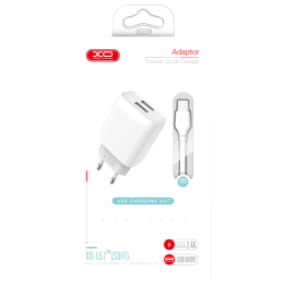 Зарядний пристрій XO-L57 EU + Type-C (2.4A) [White] 