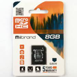 Карта пам'яті Mibrand 8 GB microSDHC Class 10 UHS-I + SD Adapter MICDHC10/8GB-A