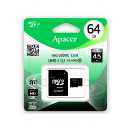 Карта пам'яті Apacer microSDXC 64GB UHS-I Class 10 + SD-adapter (AP64GMCSX10U1-R)