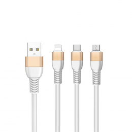 USB кабель JOYROOM JR-S318 3in1 (Lightning/micro/Type-C) 1.5m 2.4A White