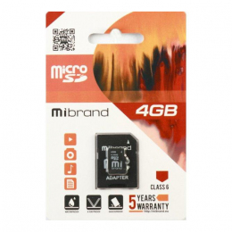 Карта пам'яті Mibrand 4 GB microSDHC Class 6 + SD Adapter MICDC6/4GB-A