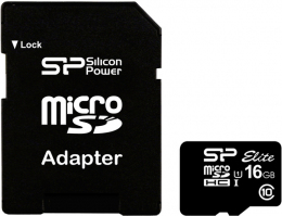Карта памяти Silicon Power microSDHC 16GB UHS-I U1 Elite (SP016GBSTHBU1V10SP) + SD адаптер