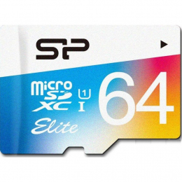 Карта памяти Silicon Power 64 GB microSDXC Class 10 UHS-I Elite Color + SD adapter SP064GBSTXBU1V21SP