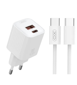 Зарядний пристрій XO L147 + кабель Type-C White