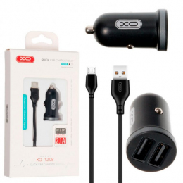 Зарядний пристрій XO TZ08 2.1A/2 USB + lightning Black
