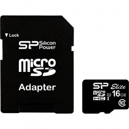 Карта памяти Silicon Power Silicon Power 16 GB microSDHC Class 10 UHS-I Elite Colorful + SD adapter SP016GBSTHBU1V21SP
