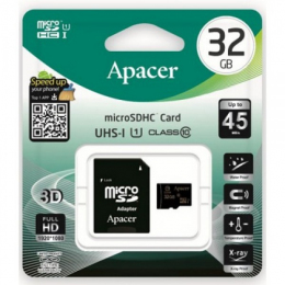 Карта памяти microSDHC (UHS-1) Apacer 32Gb class 10 (+adapter SD) (AP32GMCSH10U1-R)