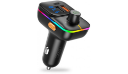FM-трансмітер XO BCC09 Bluetooth USB-C PD 25W + 2×USB RGB black