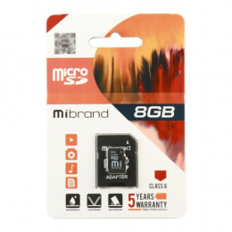 Карта пам'яті Mibrand 8 GB microSDHC Class 6 + SD Adapter (MICDC6/8GB-A)