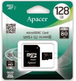 Карта памяти Apacer MicroSD 128 Gb Class 10 (AP128GMCSX10U1-R)