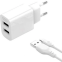 Мережевий зарядний пристрій XO L109 12W Dual USB-A + кабель MicroUSB White - фото 2.